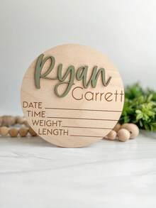 Announcement Sign With Birth Stats | Matching Name Plate | Wood Sign For Name Reveal | Personalized Name Sign | Sign For Hospital,Graphic Print - Baby Name Tags - View 10