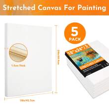 8x8 Inch Stretched Canvas For Painting, Pack Of 8, 5/8 Inch Profile Value Bulk Pack For Acrylics, Oils Painting,Back To School,School Supplies