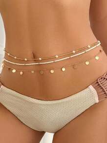 Diese mehrlagige, feine Taillenkette mit Reisperlen für Damen verfügt über ein einzigartiges Design, ist exquisit und modisch, süß und cool, vielseitig und hat einen sexy und hochwertigen Strandstil. Es eignet sich für Accessoires wie Reisen, Urlaub, leichte Partys und Strandurlaube