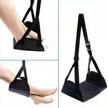 1pc Black Airplane Footrest Portable Adjustable Strap For Travel Lightweight Desk Hammock Leg Rest For Airplanes, Offices, Outdoors, And Cars. - Multicolor - View 2