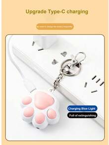 猫激光笔，USB 充电三合一猫玩具棒，互动式可充电红色激光笔，带 5 种可切换图案的猫追逐玩具猫逗猫棒，多模式投影照明，卡通设计适用于淘气猫和狗的互动玩具，室内多功能玩具