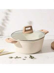 1pc 石制不粘锅无涂层高档外观汤锅煎锅蒸锅炖锅奶锅电磁炉平底锅