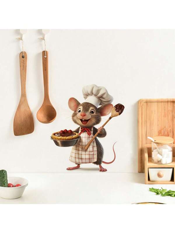 Decoração de Cozinha Adesivos Fofos de Desenhos Animados de Ratinhos Adequados para Decoração de Cozinha, 1 Peça Decoração Doméstica Material PVC Removível Resistente ao Desgaste, Adesivos de 11.81 Polegadas*7.87 Polegadas, Adesivos de Vinil para Decoração Doméstica, Adesivos de Decoração de Cozinha Renovam a Decoração da Sua Casa Presentes de Férias Presentes de Aniversário Presentes de Formatura