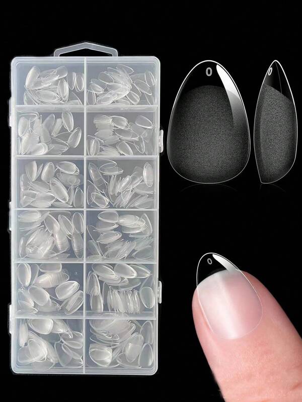 600pcs XXS Short Almond Acrylic Full Cover Sculpted Soft Gel Nail Tips Press On Artificial Fake Nails Salon Supplies