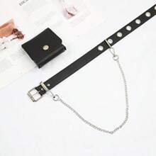 朋克风格西装制服配件带孔皮带，时尚百搭女士裤子腰带，皮带链腰包
