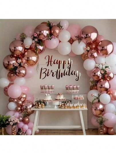 40 piezas de globos de látex de 10 pulgadas en colores rosa romántico, oro rosa y blanco, adecuados para el Día de San Valentín, cumpleaños, propuestas, graduaciones, reuniones con amigos, decoración de Año Nuevo y ambientación de citas románticas