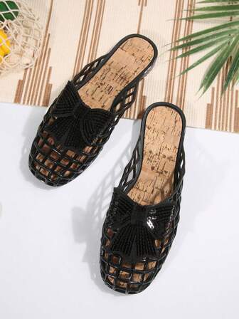 Comfortable Bowknot Design Slippers For Teens, Suitable For Indoor & Outdoor Wear, Non-Slip Quiet Ladies Sandals, Suitable For Home, Beach, Travel, Lightweight & Flexible, All Season