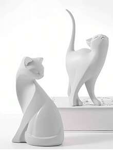 1 件粉色装饰猫雕像，斯堪的纳维亚风格猫艺术雕塑，树脂小雕像，适用于家庭和办公室装饰、房间、橱柜、书架装饰配件，完美的礼物 - 彩色 - 查看 6