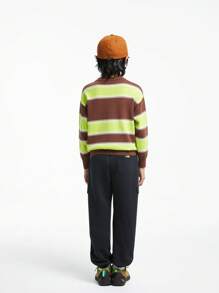 Annil Ropa infantil: Jersey de algodón de cuello redondo a rayas para niños, adultos, suéter de otoño