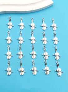 Mix 10/20/30 Pieces Of Alloy Antique Silvery Violin Series Pendant Accessories, Suitable For DIY Necklace, Earring, Keychain Jewelry Making Fashion Accessories.