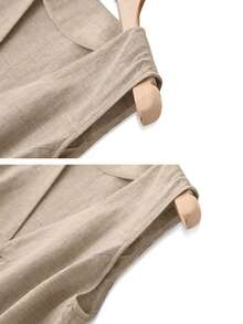 Plus Size Women's Casual Linen Vest Jacket, Short Style For Spring & Summer Resort