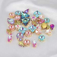 1包130/100/50颗金色缝制水钻，混合形状金属爪缝制玻璃宝石，水钻饰品 - 摩卡色混款 - 查看 9