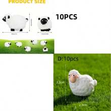 10pcs Mini Resin Sheep Statues Figurines, Cute Ornaments For Indoor/Outdoor Fairy Garden, Landscape Decor, Accessories For Middle East Festivals & Parties (Classic Style)