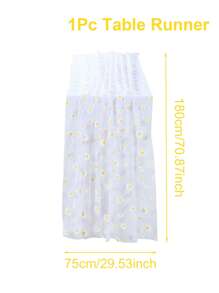 1 buc. șervețel de masă dreptunghiular cu model Daisy, șervețel de masă din plasă de 75 cm * 180 cm, față de masă pentru recepții de nuntă rustice, șervețel de masă pentru petreceri de nuntă, decorațiuni de ziua de naștere, decorațiuni pentru casă, decorațiuni de petrecere cu tematică florală, baby shower, decorațiuni de masă