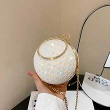 Sparkly Round Evening Purses For Women Shiny Diamonds Handbag Unusual Party Mini Small Bags Fashion Luxury Shoulder Bag Woman