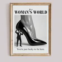 1 Stück rahmenloses Segeltuch Wandbild im Vintage Stil mit Frauenmotiv, schwarz-weiß High Heels, Girl Power Ästhetik, Deko für Wohnung, Büro, Schlafzimmer, moderne Heimdekoration