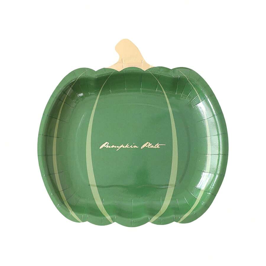 Platos de calabaza de Halloween, platos de papel desechables, suministros para fiestas navideñas y eventos de catering. - Verde - Ver 1