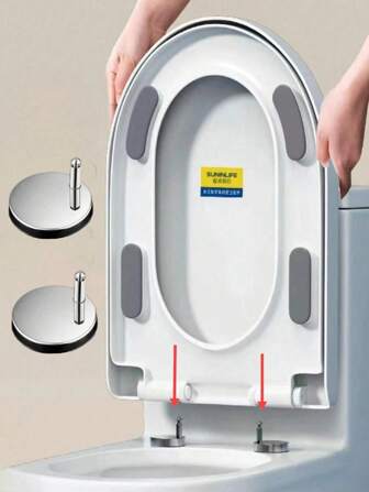 2 Paquetes de Bisagras y Accesorios para Asiento de Inodoro, Bisagras de Liberación Rápida para Tapar Agujeros Ciegos en Inodoros, Bisagras de Asiento de Inodoro con Tornillos, Tuercas y Pernos de Goma Expansiva de Repuesto para Agujeros Ciegos de Inodoros