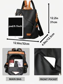 女士防盗复古流苏尼龙双肩包，多功能时尚日常包，多口袋轻便旅行包，大容量简约书包，便捷双肩包，适合学生、护士、教师、商务人士、旅行、通勤、购物、办公、约会、徒步、训练、工作，生日礼物、节日礼物 - 彩色 - 查看 3