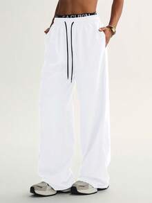 女士阔腿梭织慢跑裤 - 高腰瑜伽宽松裤，如黄油般柔软的 Athflow 休闲裤，适合健身、跑步、旅行，2025 云感运动紧身裤 - 白色 - 查看 2