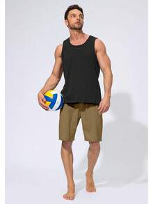 Men's Swim Trunks Quick Dry Board Shorts With Zipper Pockets Beach Shorts Bathing Suits Men - No Mesh Liner - Dark Khaki - 查看 6