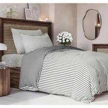 Cover Queen Size Set - Extra Soft Queen Size Duvet Cover 90 X 90 With 2 Pillow Shams - Hotel Luxury Easy Care And Fade Free W/ Zipper Closures & Ties - Breathable Bedding Set (Light Sage Green) - 43 - 灰色條紋 2(無被子) - 查看 1