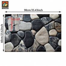 1套/1件/2件仿真石纹浴室防滑垫，仿羊绒材质，蓬松毛绒装饰，适用于浴室、门口、厨房、房间等场合，可机洗，日常装饰，可作为礼物赠送