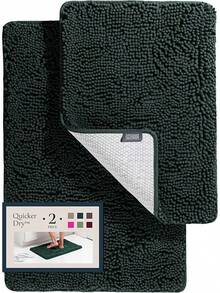 BELADOR Bathroom Rugs Sets 2 Piece- Plush Bath Mat Set Quick-Dry Soft Chenille Mat With Rubber Backing, Absorbent Rug Set, Washable Bath Rugs - Bath Mats 24x17 + 30x20 - Hunter Green - View 12