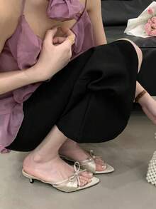 2025新款性感法式软底女式拖鞋，细跟户外穿着，夏季仙女风高跟凉鞋 - 粉色 - 查看 2