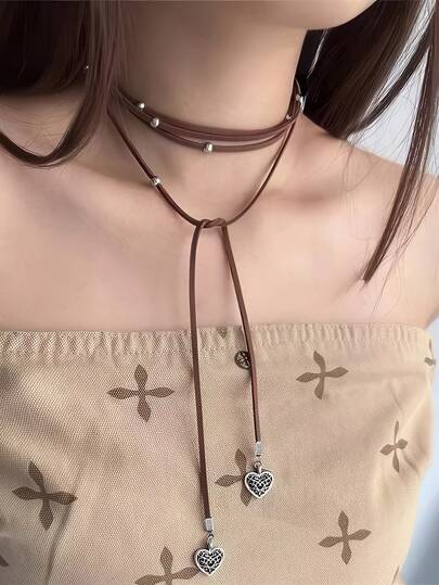 1 chiếc dây chuyền da dài phong cách Bohemian, dây chuyền ôm sát cổ bằng da đen, dây chuyền mặt đồng xu cổ điển, dây chuyền da lộn, phụ kiện trang sức dành cho nữ và bé gái.