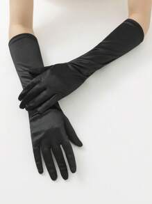 1 para jednolitych kolorowych minimalistycznych rękawiczek imprezowych o długości do łokcia