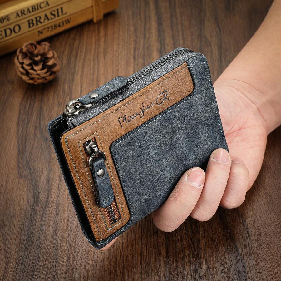 1pc Vintage Multifunctional Zipper Wallet For Men Fashion Young Student Versatile Multi Card Holder Gift For Men Wallet Mini Wallet Purse Wallet Small Wallet Men Wallet Leather