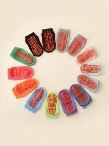 Set de 12 pares de calcetines de algodón para niños, de estilo aleatorio, cómodos y versátiles, de unicolor, aptos para actividades al aire libre y viajes