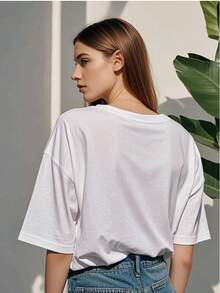 2025 New Casual Cotton T-Shirt Women's T-Shirt DIY Printed T-Shirt Summer Top Made In China White 100% Cotton Crew Neck T-Shirt Direct Injection Printing Realistic Effect Suitable For All Seasons Daily Comfort Suitable For Events And Gatherings Outdoor Sports Top Fine Workmanship - White - View 8