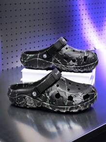 女士，运动户外/运动户外鞋/女士户外运动鞋/女士运动凉鞋/拖鞋/运动户外/运动户外鞋/男士户外运动鞋/男士运动凉鞋/拖鞋，松紧可自由调节，可穿，魔术贴松紧调节，厚底防滑户外洞洞鞋 - 黑色 - 查看 3