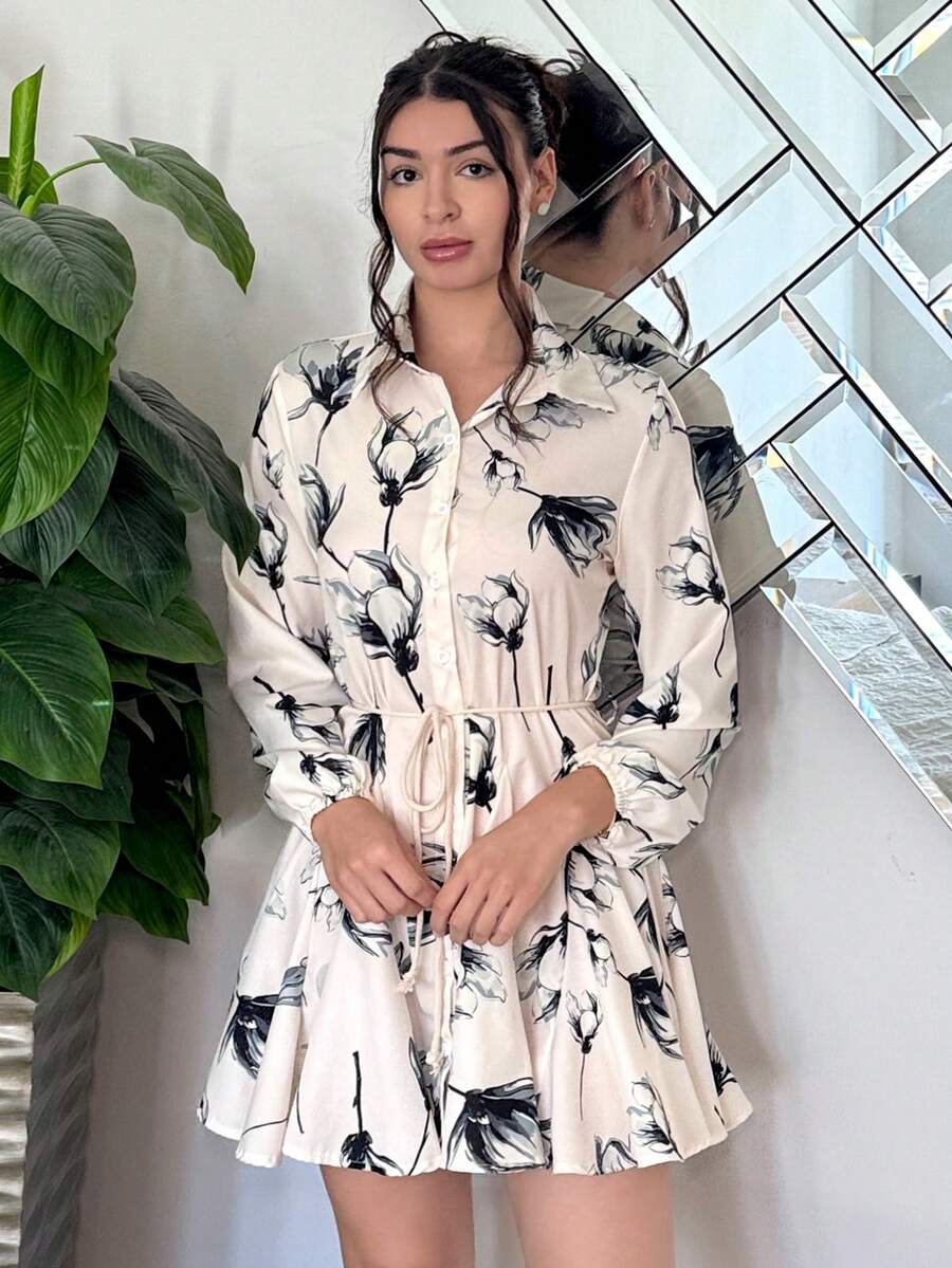 Andrea Bello 随机印花长袖连衣裙度假装女士 - 彩色 - 查看 1