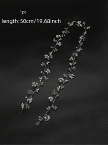 1 pieza Diadema plateada hecha a mano de 50 cm/19.68in con perlas falsas y cristales, adecuada para vestido de novia, dama de honor, fiesta, baile de graduación, joyería para el cabello, adornos para la cabeza