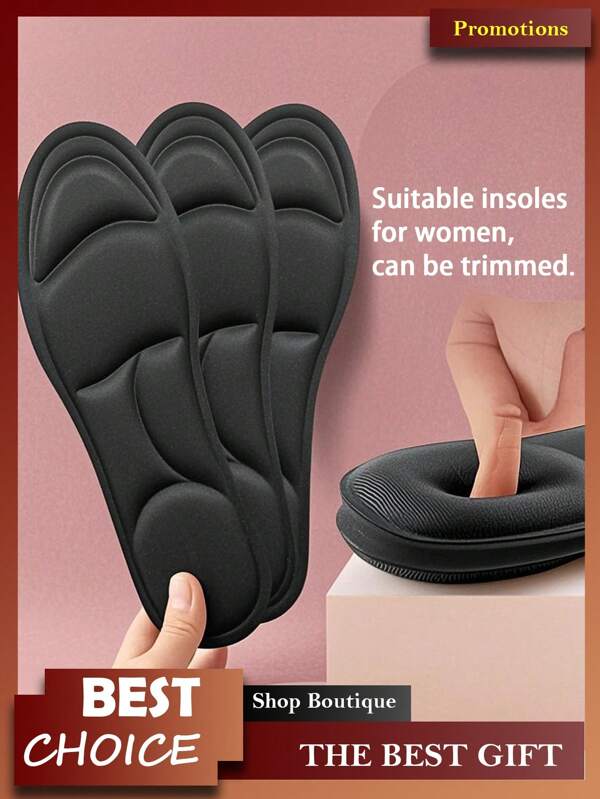 1Pair Ultra-Comfortable 5D Insoles - Adjustable, One-Time Use Wood Pulp Breathable Sweat-Absorbent Odor-Resistant Insoles, Thin & Trimable, Wear-Resistant