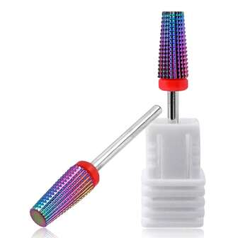 1 pieza Broca de carburo profesional arcoíris 5 en 1 con fresa cónica para manicura, eliminar gel y acrílico, herramienta para uñas, accesorios para taladro de uñas