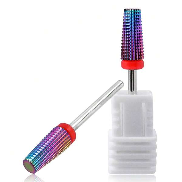 1 pieza Broca de carburo profesional arcoíris 5 en 1 con fresa cónica para manicura, quitar gel y acrílico, herramienta para taladrar uñas, accesorios para Navidad