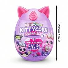 ZURU Rainbocorns Kittycorn Surprise Série 2, Peluche Collector, Œuf Surprise, Pack d'Autocollants, Slime, Âges 3+ Pour Filles, Enfants