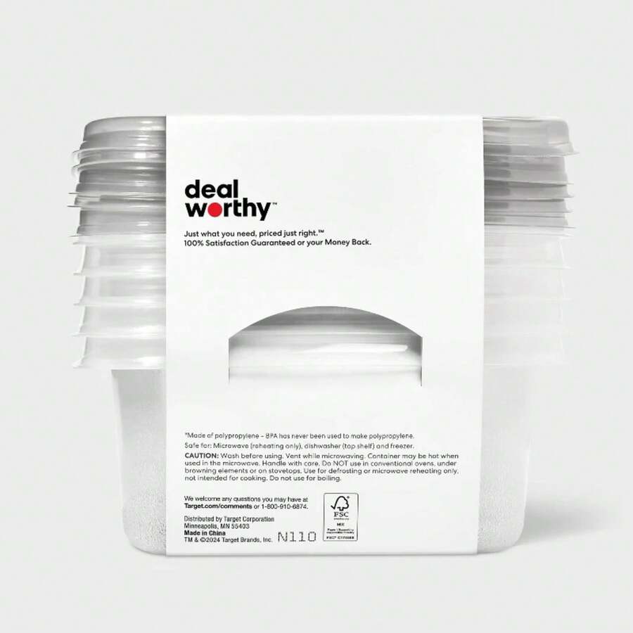 Small Rectangle Food Storage Containers - 24 Fl Oz/5ct - Dealworthy ™ YUF5 - 1 - Xem 1