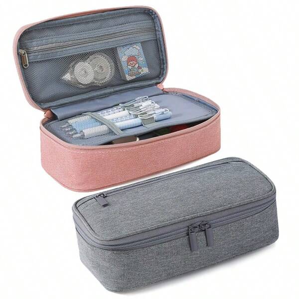 Bolsa de papelería de unicolor y simple con gran capacidad para estudiantes; Estuche de lápices con un estilo Ins muy atractivo, estuche, bolsa de lápices, útiles escolares, vuelta al cole