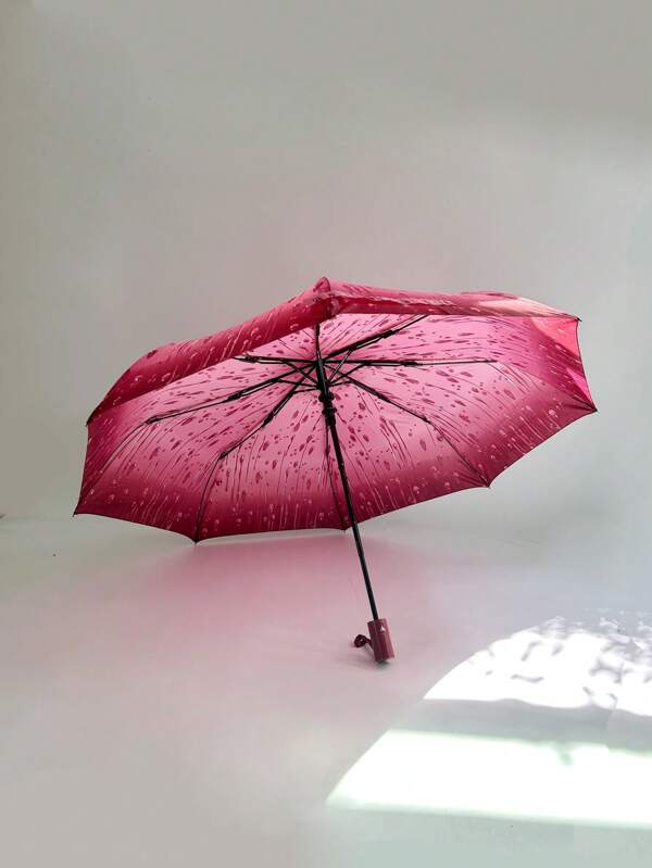 1pc Waterproof Compact Travel Umbrella With Gradient Colors, Windproof Auto Open/Close Folding Umbrella