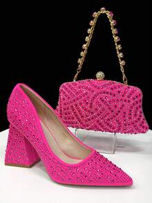 Venus Chan 2025 Luxury Italian Design Women's Party Heels And Matching Handbag Set - Perfect For African Weddings And Special Occasions - Fuchsia - View 1