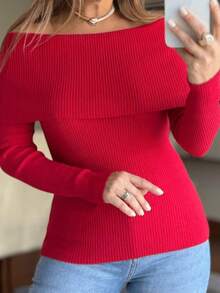 Women Sweaters - 紅色 - 查看 3