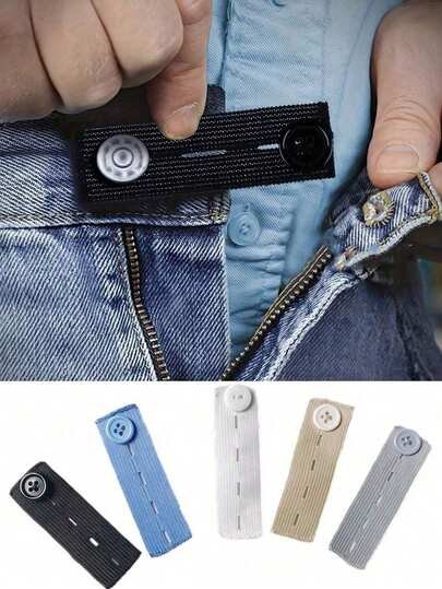 Waistband Extender Buckle,Belt Extender With Elasticity, Interlocking Waist Extender Buttons,Elastic Waistband Extenders, Adjustable Jeans Pants Button Expander, DIY Garment Accessories For Men And Women,Adjustable Elastic Waistband Extenders ,Seamless For Jeans And Pants, Easy Fit Button Design