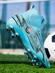 Teenagers' Sports Football Shoes, High-Top Ankle Support Football Shoes, Campus Student Boys & Girls Football Training Shoes, Football Match Specialized Shoes, Long Studs Anti-Slip, Good Foot Feel, Lightweight & Comfortable