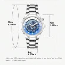 1 Stück Modische Herrenuhr - Retro Drachenmuster Zifferblatt, Zinklegierungs-Armband, Zeiger Fließen, exklusives Geschenk für ihn, passend für Männer jeden Alters und verschiedene Anlässe