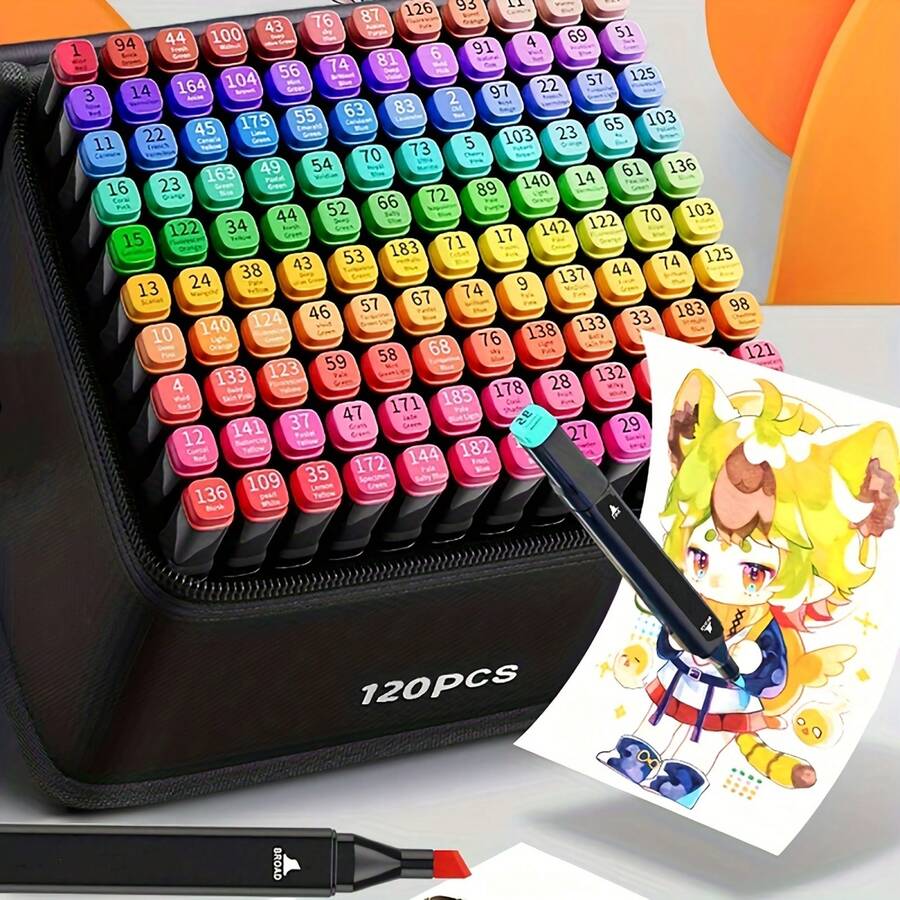 168/120/80/60/48 Colors Dual Brush Tip Permanent Art Markers, Alcohol Markers, Coloring Marker, For Book Painting Card Making, Christmas Gift For Adults. - 120Màu sắc - Xem 1